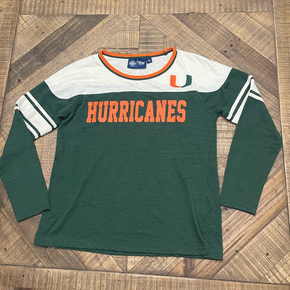 G-III 4Her by Carl Banks Miami Hurricanes Women's Colorblock Long Sleeve Shirt